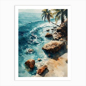 Watercolour Of A Beach Art Print