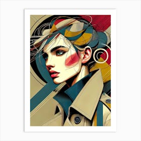 Girl In A Trench Coat Art Print