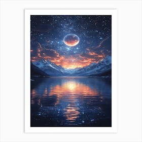 Moon And Stars In The Sky 3 Art Print