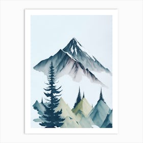 Mountain And Forest In Minimalist Watercolor Vertical Composition 209 Art Print