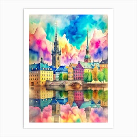 Watercolor Of Stockholm Art Print