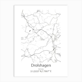 Drolshagen,Germany Minimalist Map Art Print