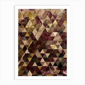 Abstract Geometric Triangle Pattern with Gold Foil n.0002 1 Art Print