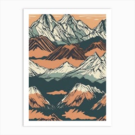 Mountain Range Seamless Pattern Art Print