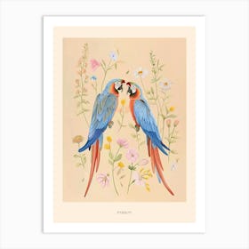 Folksy Floral Animal Drawing Parrot 4 Poster Art Print
