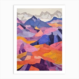 Monte Rosa Switzerland 1 Colourful Mountain Illustration Art Print