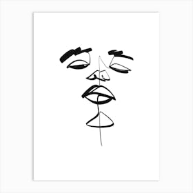 Minimalist Drawing Of A Face Art Print
