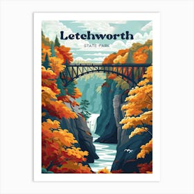 Letchworth State Park Hiking Digital Travel Art Art Print