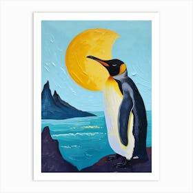 King Penguin Half Moon Island Colour Block Painting 1 Art Print