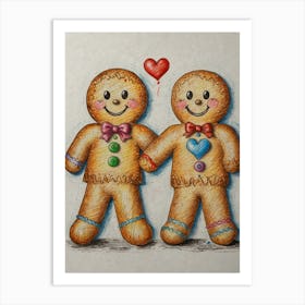 Gingerbread Lovers 2 Art Print