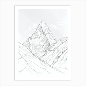 Ama Dablam Nepal Line Drawing 5 Art Print