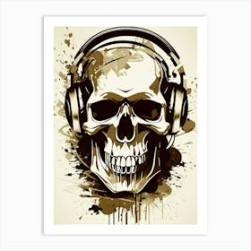 Skull With Headphones 115 Art Print