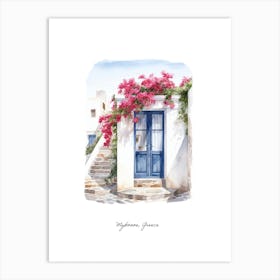 Mykonos, Greece   Mediterranean Doors Watercolour Painting 3 Poster Art Print