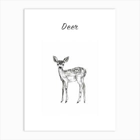 B&W Deer Poster Art Print