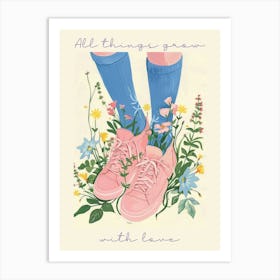 All Things Grow With Love Spring Pink Sneakers And Flowers 9 Art Print