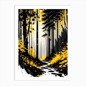 Yellow Path In The Woods Art Print