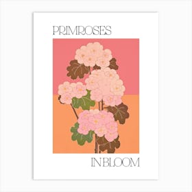 Primroses In Bloom Flowers Bold Illustration 3 Art Print
