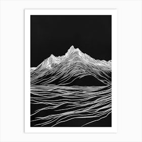 Beinn Dorain Mountain Line Drawing 6 Art Print