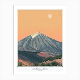 Mount Teide Spain Color Line Drawing 1 Poster Art Print