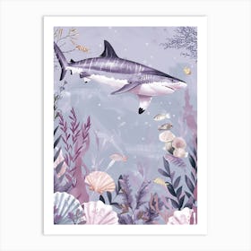 Purple Zebra Shark Illustration 1 Art Print