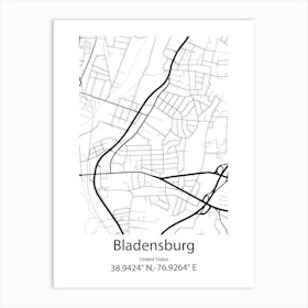 Bladensburg,United States Minimalist Map 1 Art Print