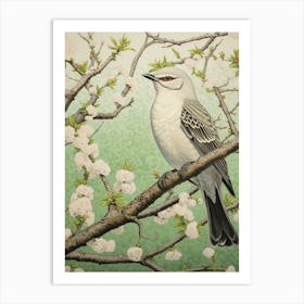 Ohara Koson Inspired Bird Painting Mockingbird 3 Art Print