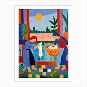 Woman Washing Clothes Art Print