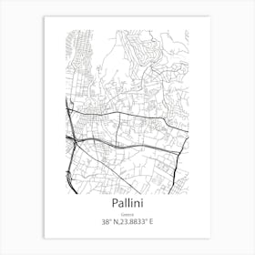 Pallini,Greece Minimalist Map Art Print