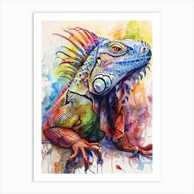 Iguana Colourful Watercolour 2 Art Print