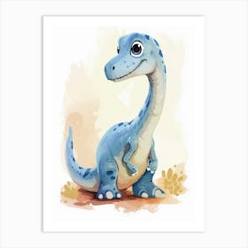 Cute Cartoon Maiasaura Dinosaur Watercolour 1 Art Print