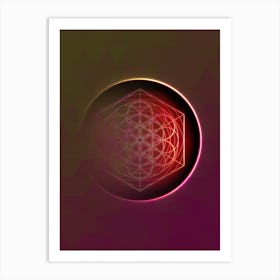 Geometric Neon Glyph on Jewel Tone Triangle Pattern 346 Art Print