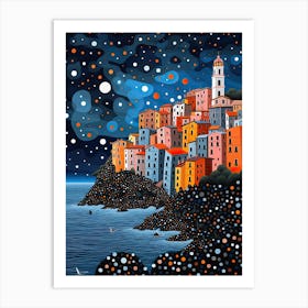 Cinque Terre, Italy, Illustration In The Style Of Pop Art 2 Art Print