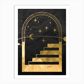 Mystical Gold Moon: Solar system Art Print