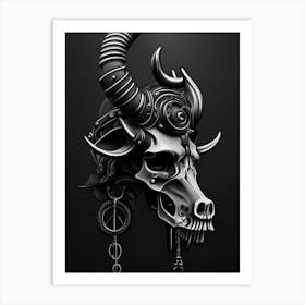 Animal Skull Red Stream Punk Art Print
