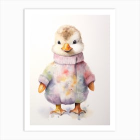 Baby Animal Watercolour Duck Art Print