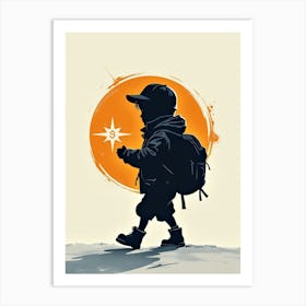 Boy With A Backpack Art Print