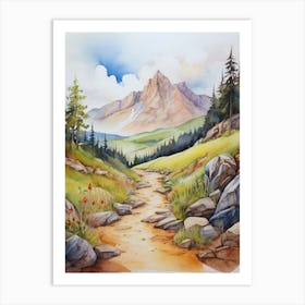 Watercolor Of A Mountain Path.10 Art Print