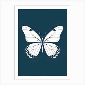 Butterfly On A Blue Background Art Print