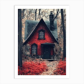 Red House In The Woods Art Print