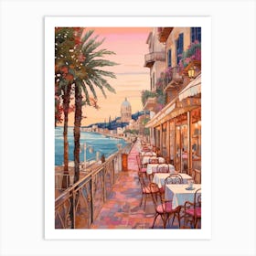 Cannes France 8 Vintage Pink Travel Illustration Art Print