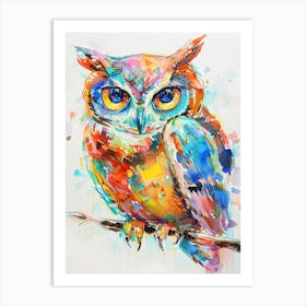 Owl Colourful Watercolour 4 Art Print