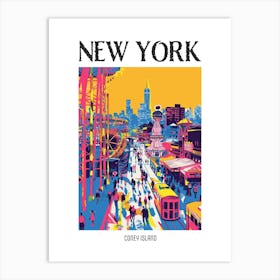 Coney Island New York Colourful Silkscreen Illustration 3 Poster Art Print