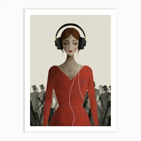 Woman Listening To Music 5 Art Print