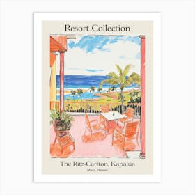 Poster Of The Ritz Carlton, Kapalua   Maui, Hawaii   Resort Collection Storybook Illustration 4 Art Print