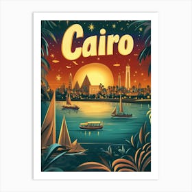 Aihrgdesign A 1970s Inspired Travel Poster For Cairo 1 Art Print