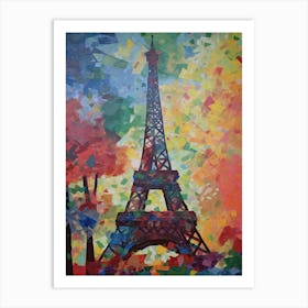 Eiffel Tower Paris France David Hockney Style 18 Art Print