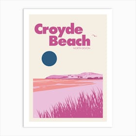 Croyde Beach, North Devon (Pink) Art Print