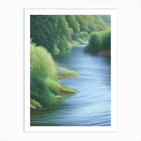 River Current Landscapes Waterscape Crayon 2 Art Print