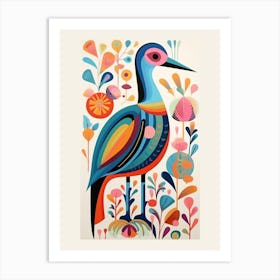 Colourful Scandi Bird Duck 2 Art Print