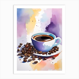 Coffee And Coffee Beans 3 Art Print